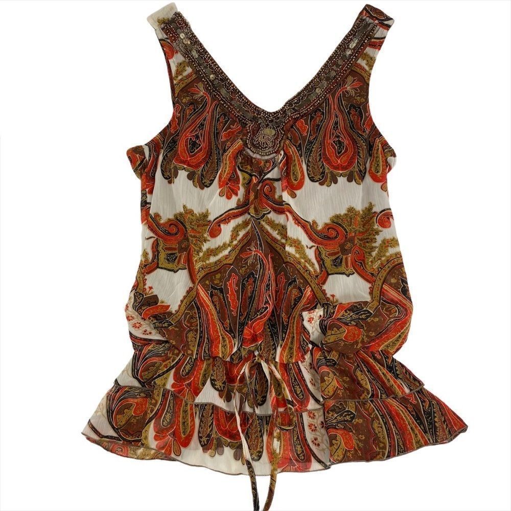 Adiva sleeveless top with beading and medallions M